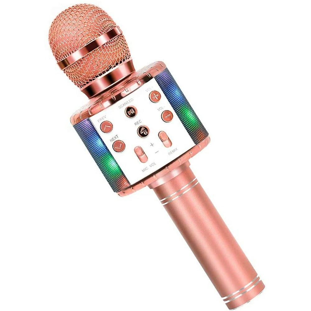 Bluetooth Karaoke Microphone with LED Lights, Portable Handheld Karaoke