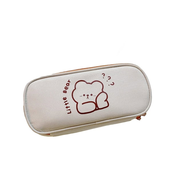 Seitruly Cute Pencil Big Pen Bag Kawaii Papelería Estuches para lápices Estudiante Niñas Organizador de oficina secundaria. oso pensante Type3 NO3