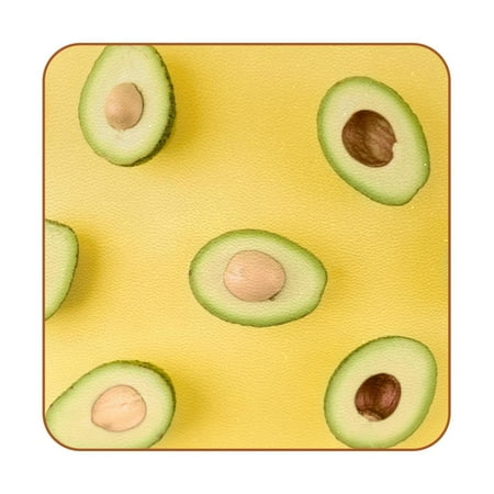 

OWNTA Avocado Slice Pattern Premium 6-Piece Square Coaster Set in Microfiber Leather - Non-Slip & Absorbent Cup Mats