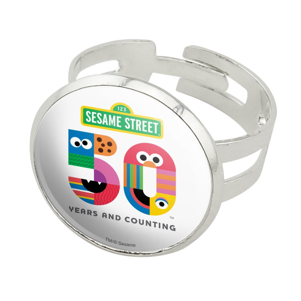 Sesame Street 50th Anniversary Logo Silver Plated Adjustable Novelty ...