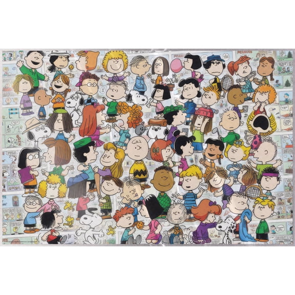 Peanuts - Comic Poster (All Characters Collage - Charlie Brown, Snoopy, Linus, Peppermint Patty...) (Size: 36" x 24") (Laminated Poster)