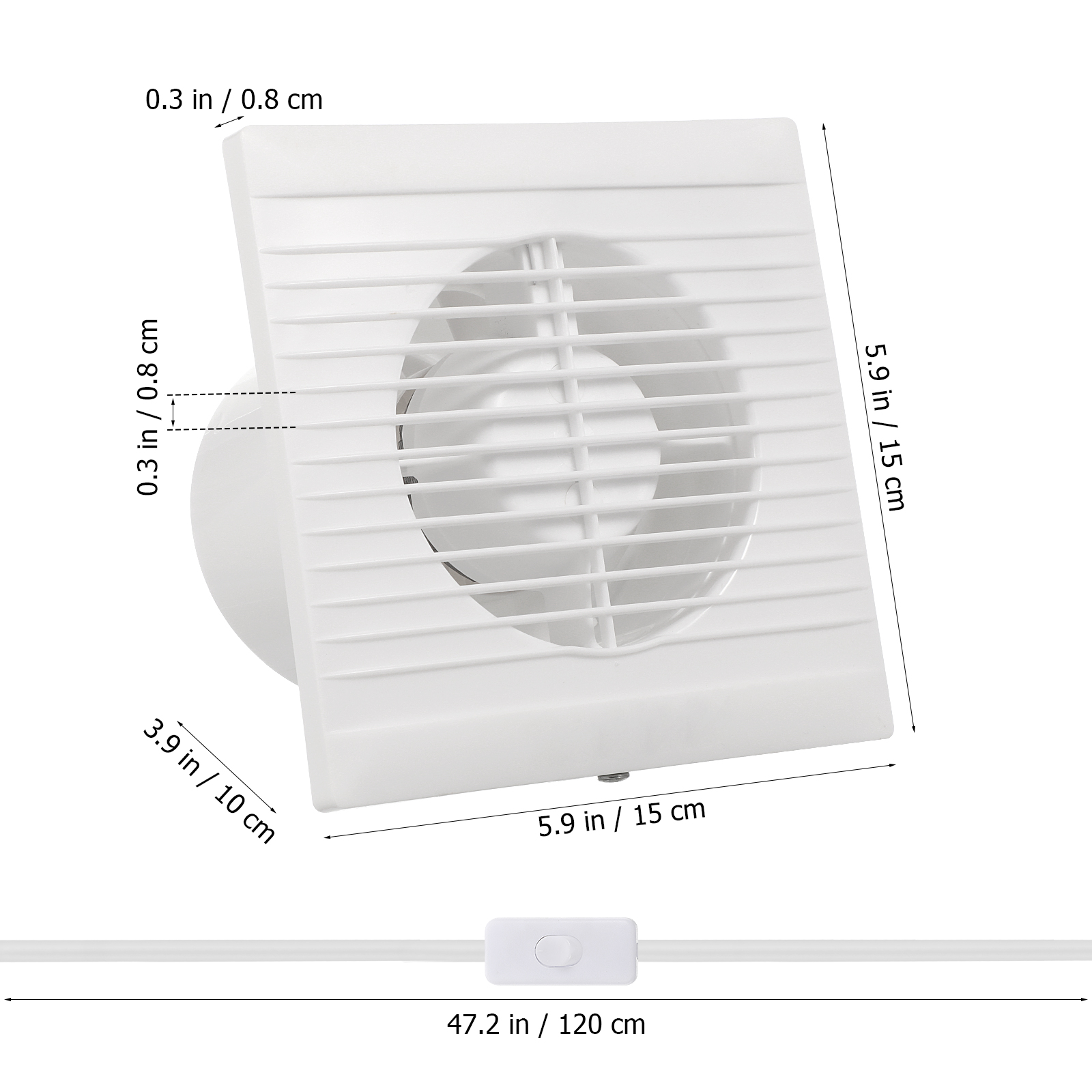 Eease Exhaust Fan Wall Mounted Ventilation Fan Household Ventilation Extractor for Kitchen Bathroom 110V (US Plug)