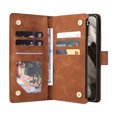 thumbnail image 2 of Dteck for Google Pixel 8 Wallet Case, Soft Leather Zipper Wallet Case Magnetic Buckle Flip Cover with 5 Card Slots/Photo Pocks/Lanyard Strap for Google Pixel 8 2023, brown, 2 of 6