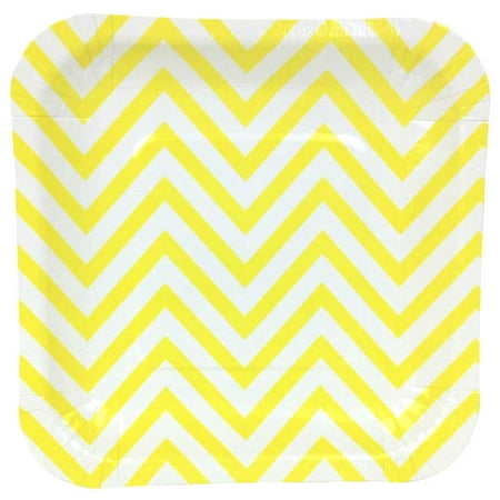 - Just Artifacts Square Party Paper Plates (7.25in 12pcs) Lemon Yellow Chevron