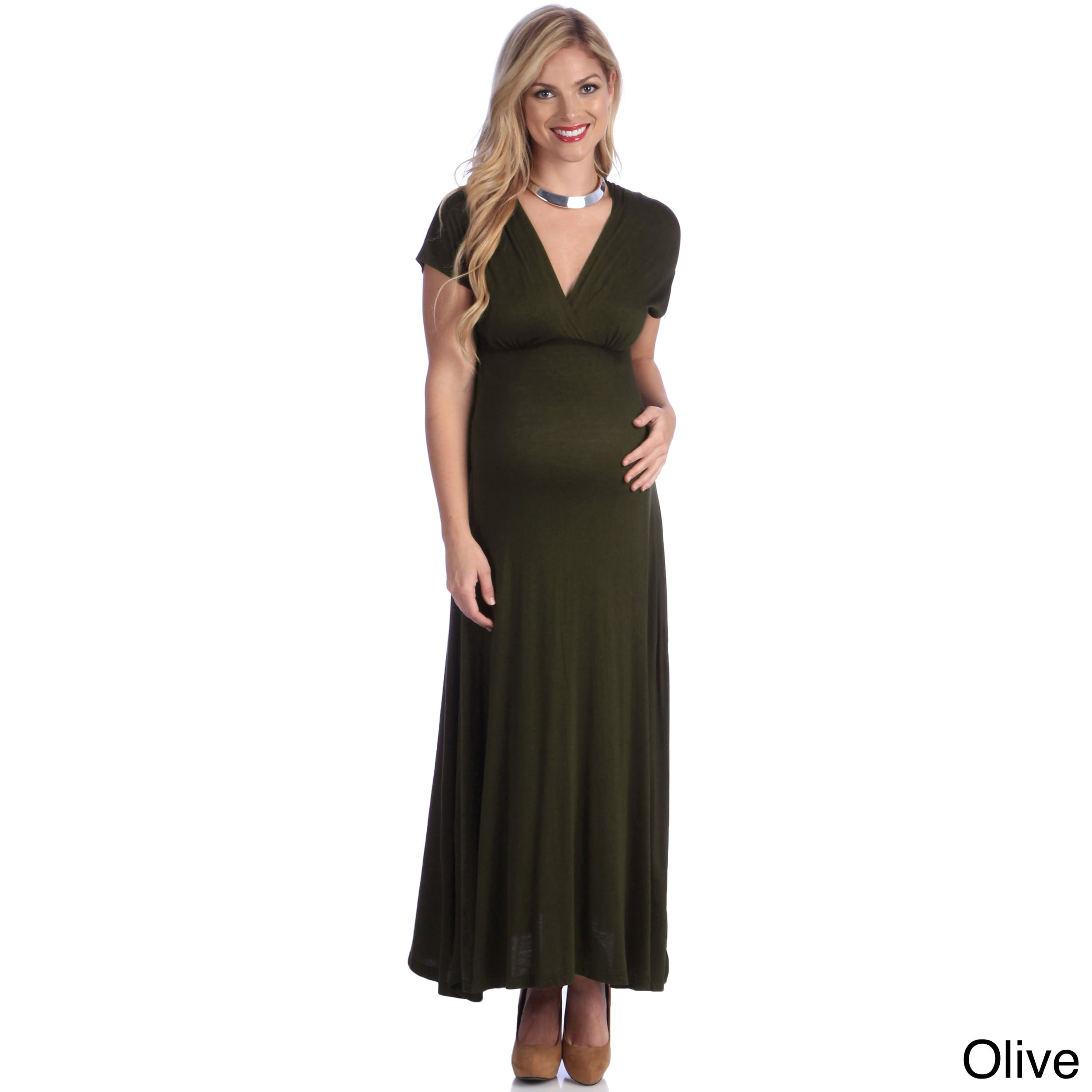 slim fit dress slacks Pinkblush Olive Draped Maternity Maxi