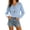 Cover Up # Blue, variant on Swimsuit Cover Ups for Women Lace Up V Neck Long Sleeve Sweater Pointelle Crochet Pullover Wood Bead Tassel Casual Knit Top