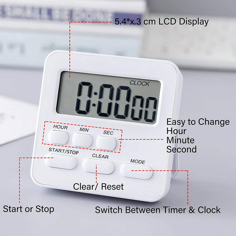VPAL Digital Kitchen Timer 12/24 Hours Alarm Clock with Magnetic Back and  Retractable Stand, Large LCD Display
