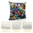 thumbnail image 4 of JEUXUS Short Plush Throw Pillow Cover Rose Flower Rainbow Colorful Print Comfort Soft Warm White, 4 of 5