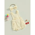 thumbnail image 3 of Coduop Newborn Baby Girls Sleeveless Romper Set,Cotton Bodysuit Jumpsuits,with Hairband, 3 of 8