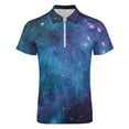 thumbnail image 4 of Purple Galaxy Men Zipper T-shirt Summer Casual Short Sleeve T-shirt Top, 4 of 7