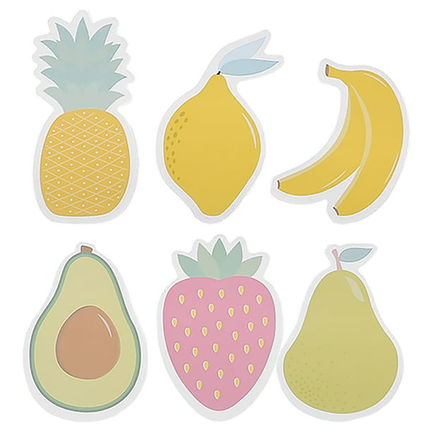 6 notas adhesivas con forma de fruta, despegables, divertidas y decorativas, ideales para el hogar y la oficina.