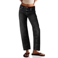 thumbnail image 6 of Women Middle Waist Light Washed Straight Leg Denim Pants Casual Ankle Jeans, 6 of 7