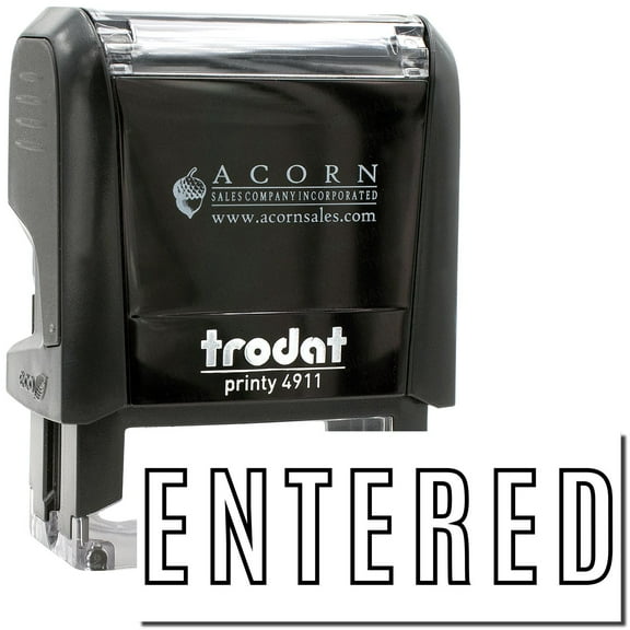 Self-Inking Entered Outline Stamp, Trodat Printy 4911, Press and Print Stamping, Impression Size 5/8" x 1-1/2", Up to 10,000 Impressions - Black Ink