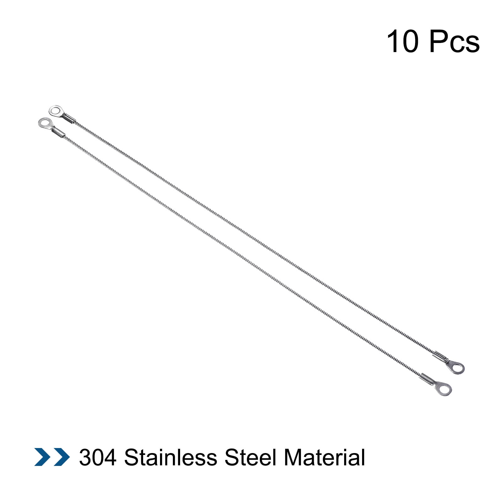 Unique Bargains Stainless Steel Lanyard Cable Eyelets Ended Rope Silver Tone 2mmx30cm