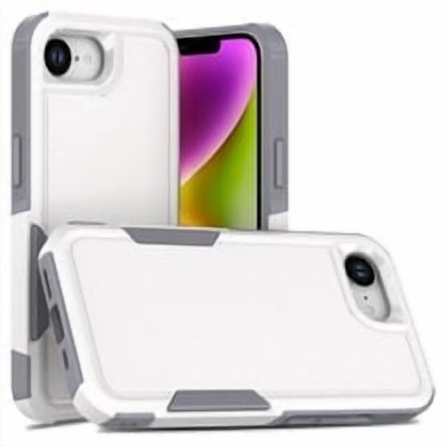 KOMI iPhone 16E Case: Dual Layer Protective Heavy Duty Cell Phone Cover Shockproof Rugged with HD Screen Protector - Military Protection Bumper Tough - Apple iPhone 16E / SE 2025 / SE4, White