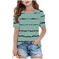 thumbnail image 3 of jobturf Shirts for Girls Cute Puff Short Sleeve Tops Holiday Beach Vacation Pullover Summer Fashion Striped Blouses Size 4-15 Years, 3 of 5