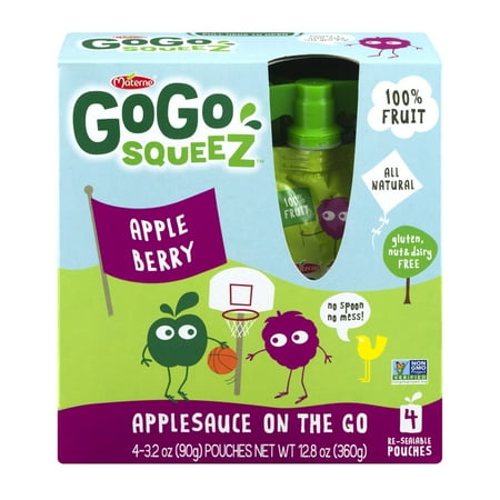 Materne North America GoGo squeeZ AppleBerry Applesauce On The Go, 3.2 oz, 4 ct