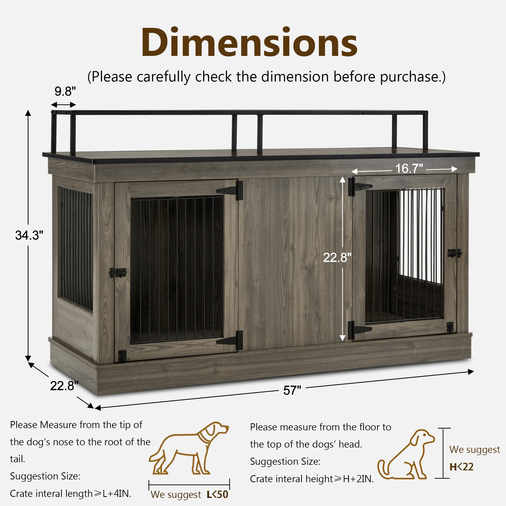 MCombo Large Wooden Dog Crate Furniture TV Stand 1861 (Brown)