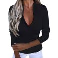 thumbnail image 1 of CEHVOM Women's Temperament Commute Solid Slim Long Sleeve Hedging Thread Top, 1 of 6