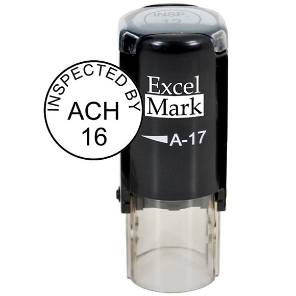 ExcelMark Tampon d'Inspection Rond Auto-Encreur Personnalisé - Diamètre 5/8 Pouces" (3 Lignes)