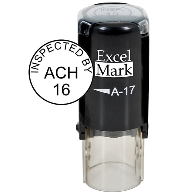ExcelMark Tampon d'Inspection Rond Auto-Encreur Personnalisé - Diamètre 5/8 Pouces" (3 Lignes)