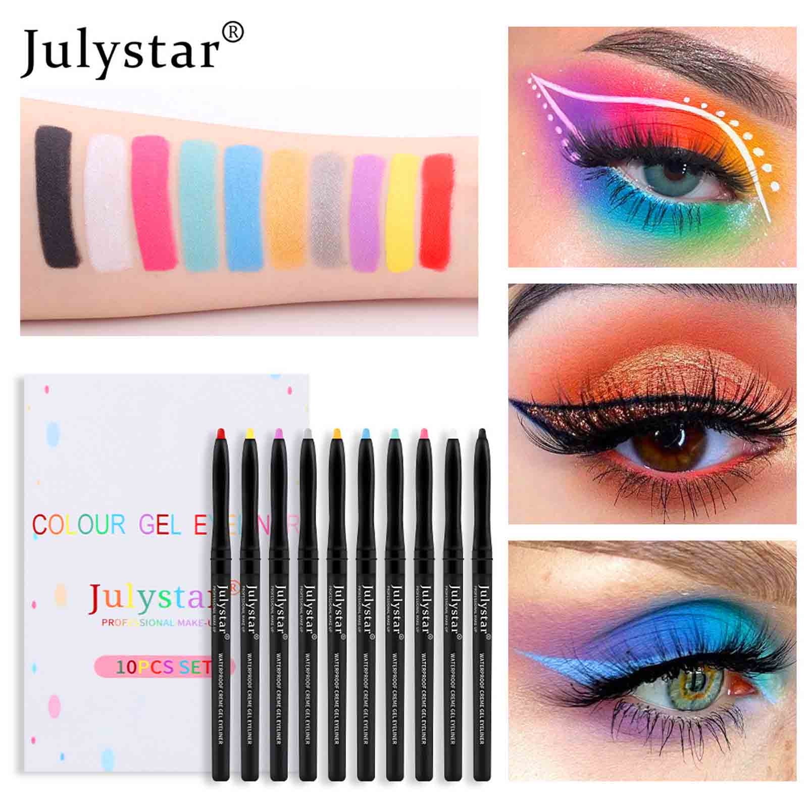 Herrnalise 10 Colors Liquid Glitter Eyeliner Shimmer Glitter Eyeshadow  Pigment Eyebrown Shimmer Waterproof Face Lips Art for Party Festival Makeup  