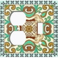 thumbnail image 4 of Metal Light Switch Plate Cover Elegant Green Mandala Flower Tile Pattern TIL070, 4 of 13