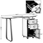 BarberPub Makeup Vanity Desk with Wheel, Nail Desk with Storage Drawer