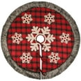 thumbnail image 2 of Bueautybox Christmas Tree Skirt, 48 Inch Large Buffalo Plaid Christmas Tree Skirt, Rustic Burlap Xmas Tree Skirt with Thick Faux Fur Snowflake, 2 of 7