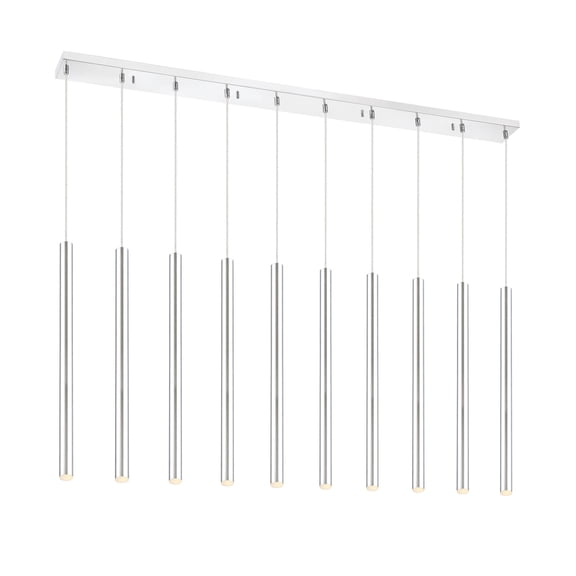 Z-Lite Forest 10 Light Modern Steel LED Island Pendant in Chrome