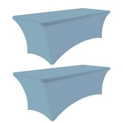 Eurmax 8Ft Rectangular Fitted Spandex Tablecloths Table Covers(Sky Blue2PC)