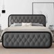 thumbnail image 1 of Noise-Free King Size Bed Frame Heavy Duty Bed Frame With Faux Leather Headboard Bedroom Furniture 12" Under-Bed Storage Black My Lux Decor Round, 1 of 7