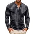 thumbnail image 2 of GrmtClth Shirts for Men 2026 Breathable Vertical Striped Top Comfortable Button Tee Fashion Long Sleeve Blouse Henley Black M, 2 of 4