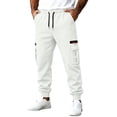thumbnail image 4 of MXALUOB Men's Cargo Joggers Elastic Waist Drawstring Utility Winter Pants Solid Color Cinch Bottom Casual Trousers with Multi Pockets, 4 of 6