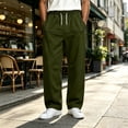 thumbnail image 2 of Wide Leg Sweatpants for Men Elastic Waist Drawstring Baggy Gym Pants Casual Fall Outfit Army Green S, 2 of 6