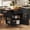 Black, variant on K&K 39.3" Farmhouse Kitchen Island with Drop Leaf, Kitchen Storage Island with Open Side Rack, One Drawer, Towel Rack, Rolling Kitchen Cart with Lockable Wheels for Lawn Garden, Black