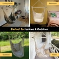 thumbnail image 6 of Hammock Chair Hanging Chair Swing Large Indoor with Anti-Slip Steel Spread Bar and Pocket-Max 500lbs-2 Cushions, Perfect for Bedroom,Outdoor,Patio, Porch,Backyard…, 6 of 7