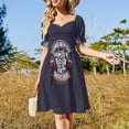 thumbnail image 4 of Vestido de manga corta elegante y suelto para mujer, estilo motociclista, con cabeza de pala, para Halloween y fiestas., 4 of 7