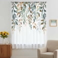 thumbnail image 3 of Green Brown Botanical Sheer Curtains 54 Inches Long, Farmhouse Eucalyptus Leaves Light Filering Curtains, Breathable Simi Curtain Privacy Drapes for Kitchen Bathroom Nursery Small Window Treatment, 3 of 9