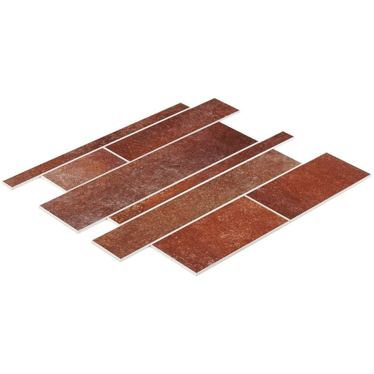 Bond Tile Easy Luxe Railroad Terra 11.81 in. x 11.81 in. SPC Peel and Stick Tile (0.96 Sq. Ft. / Sheet) Bond Tile Easy Luxe Railroad Terra 11.81 in. x 11.81 in. SPC Peel and Stick Tile (0.96 Sq. Ft. / Sheet)