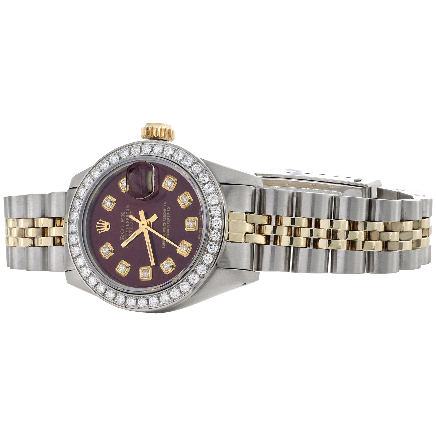 Ladies 6917 Rolex DateJust Jubilee 18K Gold / Steel Diamond Watch Red Dial 1 CT. - image 4 of 11