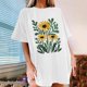 thumbnail image 2 of Faldas Cortas para Mujeres, Impresión de Flores Casual Oversized Camiseta de Manga Corta Top Hecho de 95% Poliéster 5% Spandex para Primavera Verano, Falda Corta de Verano, 2 of 7