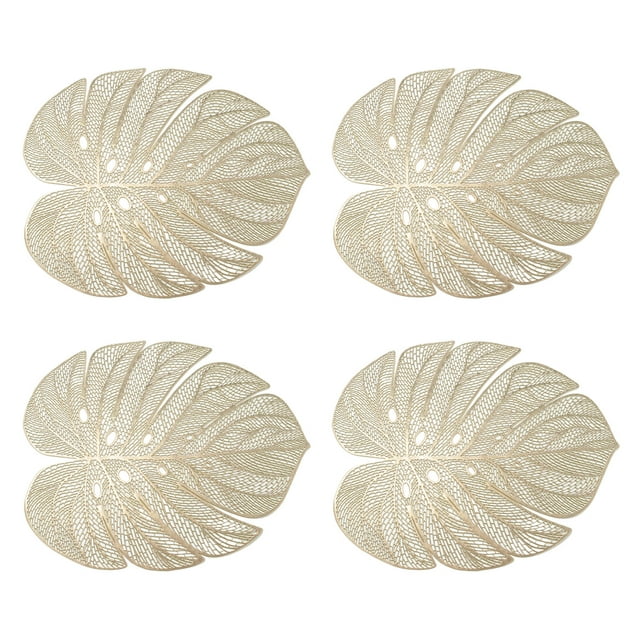 Youkk 4pieces Waterproof And Oil Resistant Simulated Leaves Dining Mats For Offices 1. Exquisite Gold