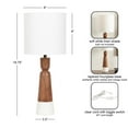 thumbnail image 5 of Kate and Laurel Deori Modern Mango Wood and Marble Bedside Table Lamp, 8 x 8 x 20, Walnut Brown and White Marble, Decorative Tapered Hourglass Tabletop Desk Lamp with Linen Shade for Living Room Decor, 5 of 10