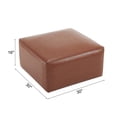 thumbnail image 6 of 30" Faux Leather Ottoman Footstool, Square Pouf Footrest, Large Seat Ottoman, Modern Side Table for Living Room Bedroom Home Decor, Light Brown, 6 of 7