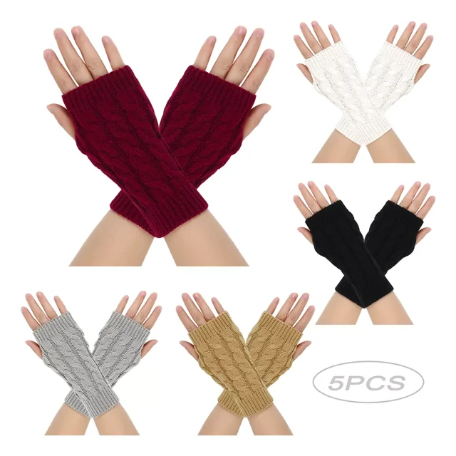 5 Par Guantes Sin Dedos Mujer Invierno Frío Regalos Navidad