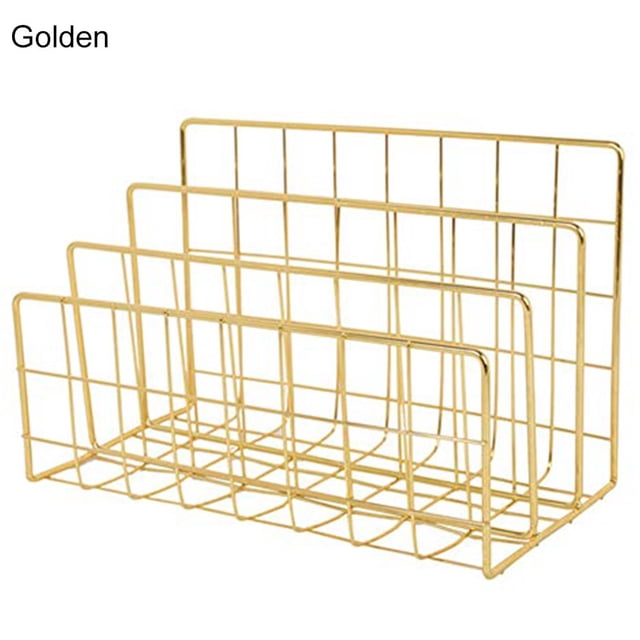 Metal Storage Holder File Filling Rack Home Office Desktop Bookshelf Magazine Poster Storage Rack Desktop Organizer Decorations