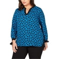 thumbnail image 1 of Anne Klein Womens Tie Cuff Pullover Blouse, Blue, Plus Size, 0X, 1 of 1