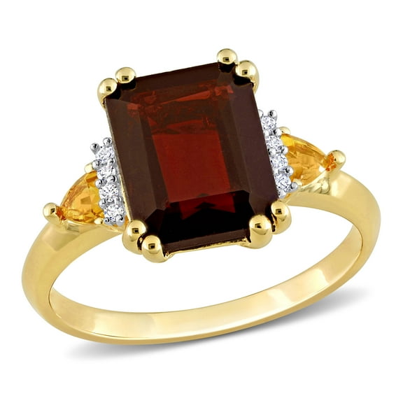 Everly Women's Garnet and Citrine 18k Yellow Gold Plated Ring