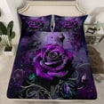 thumbnail image 2 of Homewish Romantic Purple Rose Full Size Sheets, Fashion Anniversary Bed Sheets, Floral Flower Sheet Sets, Ultra Soft Bedroom Decor, 4 Pieces, 2 of 7